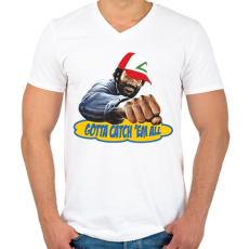 PRINTFASHION gotta catch 'em all - Férfi V-nyakú póló - Fehér