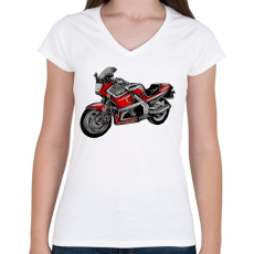 PRINTFASHION gpz - Női V-nyakú póló - Fehér
