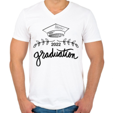 PRINTFASHION Graduation 2022 - Diplomás minta - Férfi V-nyakú póló - Fehér