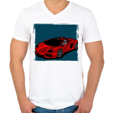 PRINTFASHION Graffiti - Autó - Férfi V-nyakú póló - Fehér férfi póló