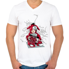 PRINTFASHION Graffiti - baba - Férfi V-nyakú póló - Fehér férfi póló