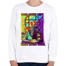 PRINTFASHION Graffiti - Macska - Gyerek pulóver - Fehér gyerek pulóver, kardigán