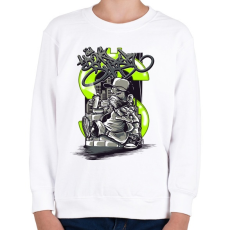 PRINTFASHION Graffiti - Majom - Gyerek pulóver - Fehér