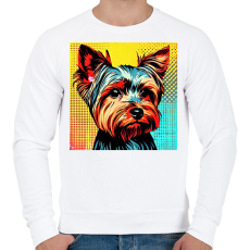 PRINTFASHION Graffiti Yorkshire terrier kutya - Férfi pulóver - Fehér