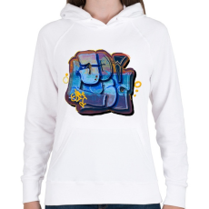 PRINTFASHION Graffity minta - Női kapucnis pulóver - Fehér