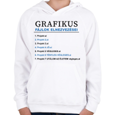 PRINTFASHION Grafikus fájlok elneveezései - Gyerek kapucnis pulóver - Fehér