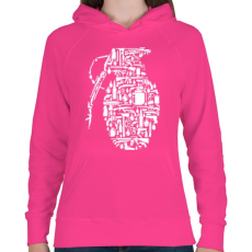 PRINTFASHION Gránát - fehér - Női kapucnis pulóver - Fukszia