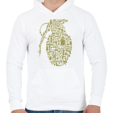 PRINTFASHION Gránát - Férfi kapucnis pulóver - Fehér férfi pulóver, kardigán