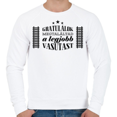 PRINTFASHION Gratulálok - Legjobb vasutas - Férfi pulóver - Fehér