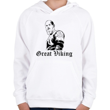 PRINTFASHION Great Viking - Gyerek kapucnis pulóver - Fehér gyerek pulóver, kardigán