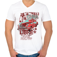 PRINTFASHION Green and red sedan - Férfi V-nyakú póló - Fehér férfi póló