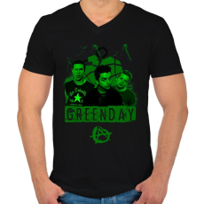 PRINTFASHION greenday - Férfi V-nyakú póló - Fekete