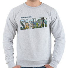 PRINTFASHION Greetings from Sanhok - PUBG - Férfi pulóver - Sport szürke