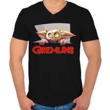 PRINTFASHION Gremlins - Férfi V-nyakú póló - Fekete férfi póló