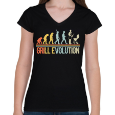 PRINTFASHION Grill evolution - Női V-nyakú póló - Fekete női póló