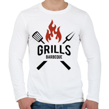 PRINTFASHION Grill - Férfi hosszú ujjú póló - Fehér férfi póló