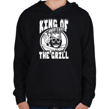 PRINTFASHION Grill király - Gyerek kapucnis pulóver - Fekete gyerek pulóver, kardigán