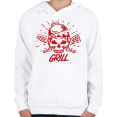 PRINTFASHION Grill koponya - Gyerek kapucnis pulóver - Fehér