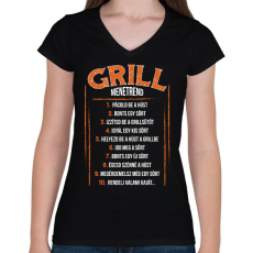 PRINTFASHION Grill menetrend - Női V-nyakú póló - Fekete