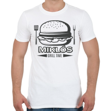 PRINTFASHION Grill time - Névvel - Férfi póló - Fehér férfi póló