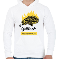 PRINTFASHION Grillezés mesterfokon - Férfi kapucnis pulóver - Fehér