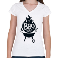 PRINTFASHION grillezés  - Női V-nyakú póló - Fehér