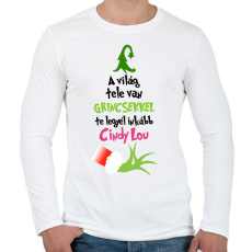PRINTFASHION Grinch Cindy Lou - Férfi hosszú ujjú póló - Fehér