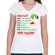 PRINTFASHION Grincs napirend - Női V-nyakú póló - Fehér
