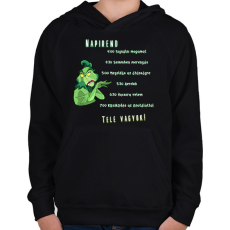 PRINTFASHION grincs napirendje - Gyerek kapucnis pulóver - Fekete