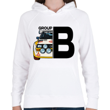 PRINTFASHION group b rally - Női kapucnis pulóver - Fehér női pulóver, kardigán