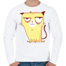 PRINTFASHION Grumpy cat - Férfi pulóver - Fehér