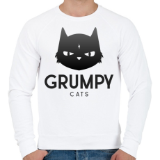PRINTFASHION Grumpy Cats - Férfi pulóver - Fehér