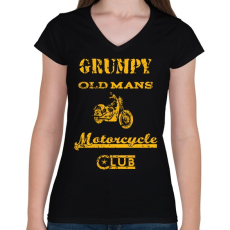 PRINTFASHION grumpy old mans motorcycle club - Női V-nyakú póló - Fekete