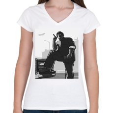 PRINTFASHION GTA - BIG SMOKE - Női V-nyakú póló - Fehér