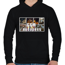 PRINTFASHION GTA BUDAPEST - Férfi kapucnis pulóver - Fekete férfi pulóver, kardigán