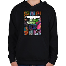 PRINTFASHION GTA Fortnite - Gyerek kapucnis pulóver - Fekete