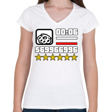 PRINTFASHION Gta Hud - Női V-nyakú póló - Fehér