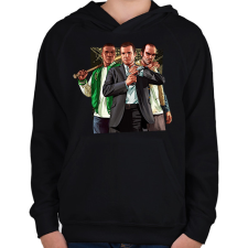 PRINTFASHION GTA karakterek #2 - Gyerek kapucnis pulóver - Fekete gyerek pulóver, kardigán