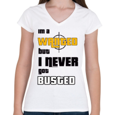 PRINTFASHION GTA SZÖVEGES - Női V-nyakú póló - Fehér női póló