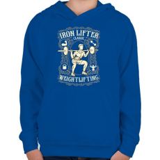 PRINTFASHION Guggolás vassal - Gyerek kapucnis pulóver - Királykék