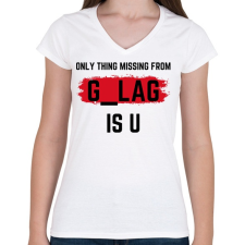 PRINTFASHION Gulag is your home. - Női V-nyakú póló - Fehér női póló