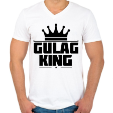 PRINTFASHION Gulag King - Férfi V-nyakú póló - Fehér férfi póló