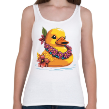 PRINTFASHION Gumikacsa hawaii virágfüzérrel - Női atléta - Fehér női trikó