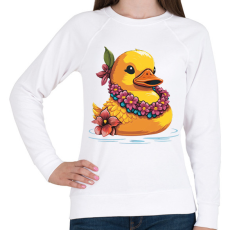 PRINTFASHION Gumikacsa hawaii virágfüzérrel - Női pulóver - Fehér