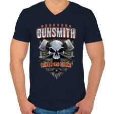 PRINTFASHION Gunsmith - Férfi V-nyakú póló - Sötétkék férfi póló