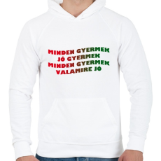 PRINTFASHION GYERMEK - Férfi kapucnis pulóver - Fehér