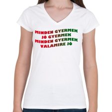 PRINTFASHION GYERMEK - Női V-nyakú póló - Fehér női póló