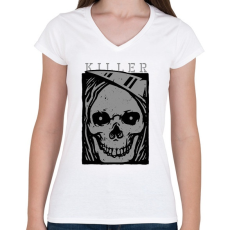 PRINTFASHION Gyilkos - Női V-nyakú póló - Fehér