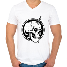 PRINTFASHION Gyilkosság - Férfi V-nyakú póló - Fehér