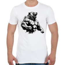 PRINTFASHION Gym bear - Férfi póló - Fehér férfi póló